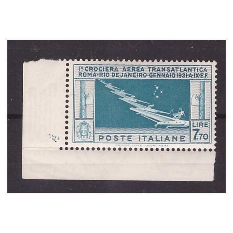 REGNO 1930  -  CROCIERA BALBO   LIRE  7,70   NUOVO  **   NUMERO DI TAVOLA