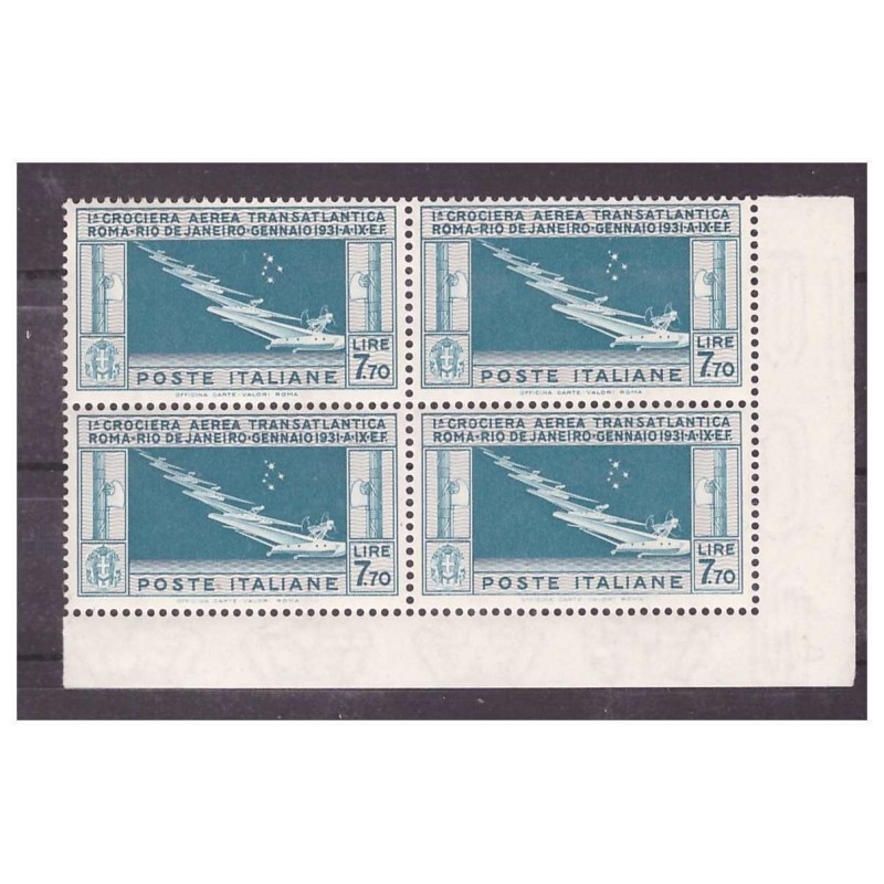 REGNO 1930  -  CROCIERA BALBO   LIRE  7,70   NUOVO  **   QUARTINA ADF