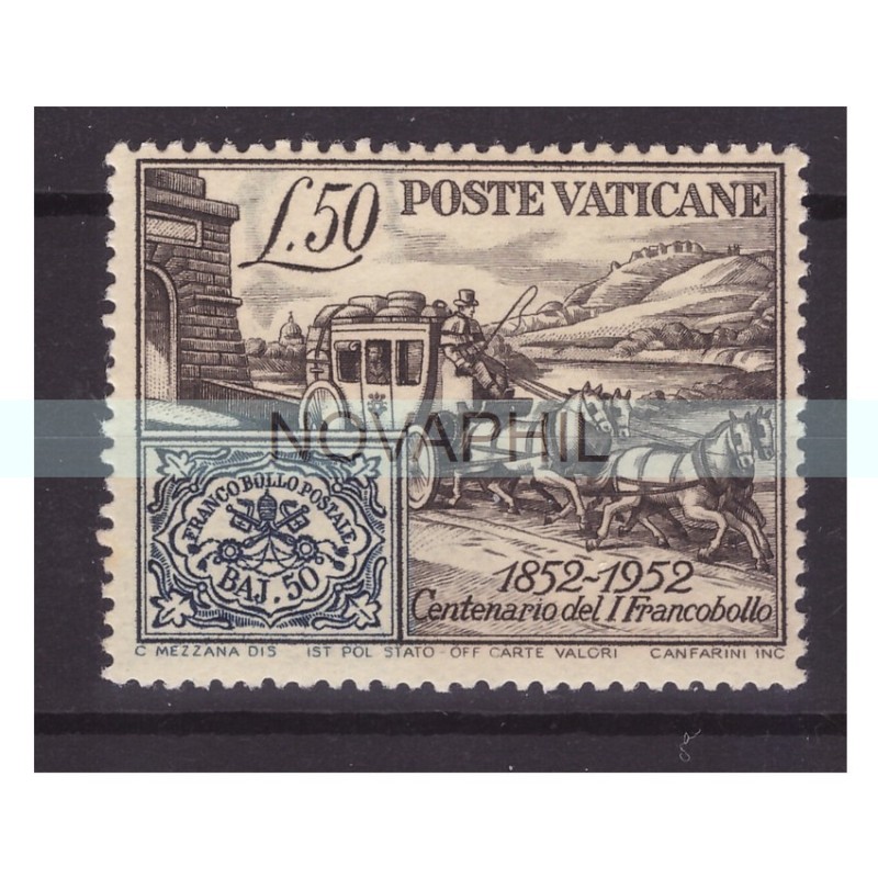 VATICANO - 1952 CENTENARIO DA FOGLIETTO NUOVO **