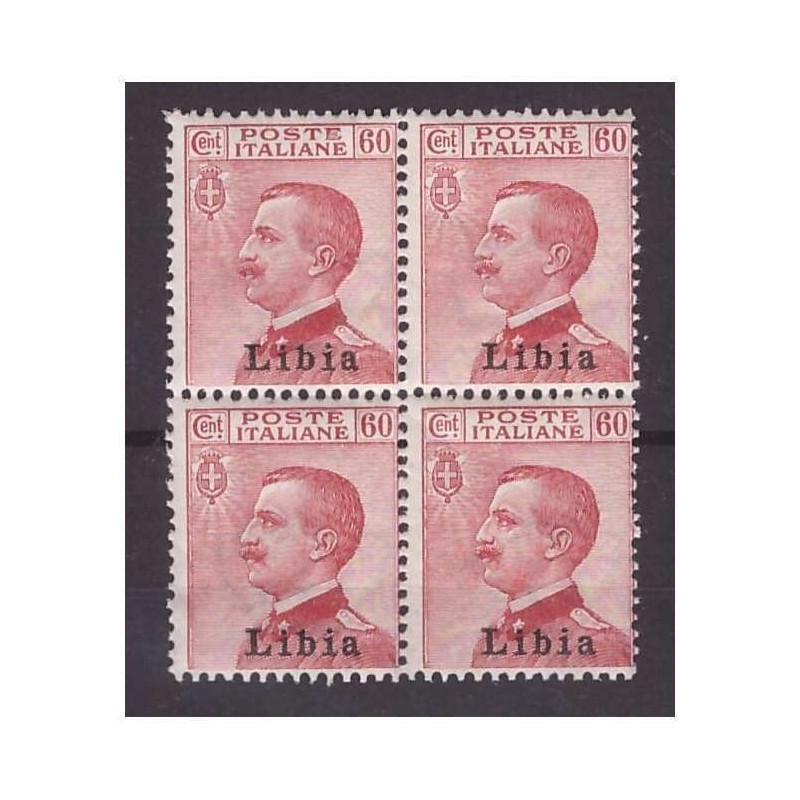 LIBIA  1917  -  MICHETTI -   60  CENTESIMI   NUOVO **  QUARTINA