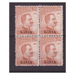 LIBIA  1916  -  MICHETTI -   20  CENTESIMI   NUOVO ** QUARTINA