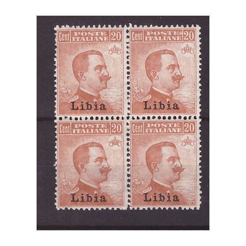 LIBIA  1916  -  MICHETTI -   20  CENTESIMI   NUOVO ** QUARTINA