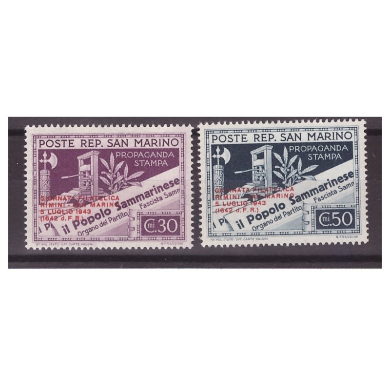 SAN MARINO - 1943 GIORNATA FILATELICA NUOVI **