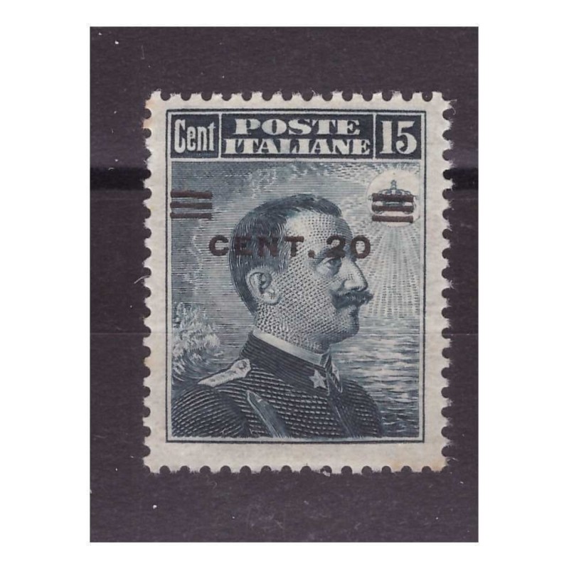 REGNO 1916 - Centesimi 20 su 15 VARIETA'  NUOVO **