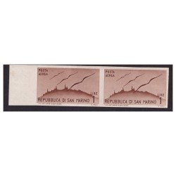SAN MARINO 1946 - POSTA AREA   LIRE 1  NON DENTELLATO  COPPIA    */**