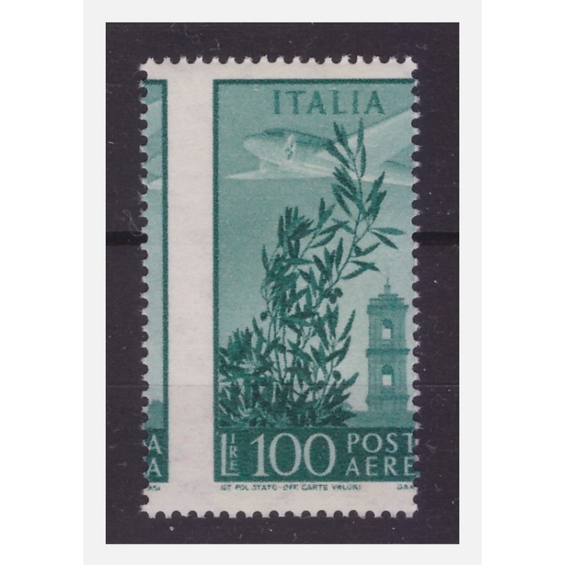 POSTA AEREA 1971 - LIRE 100 DENTELLATURA SPOSTATA NUOVO **
