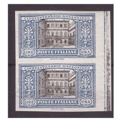 REGNO 1923  -  MANZONI    LIRE 1  COPPIA NON DENTELLATA   NUOVI  **
