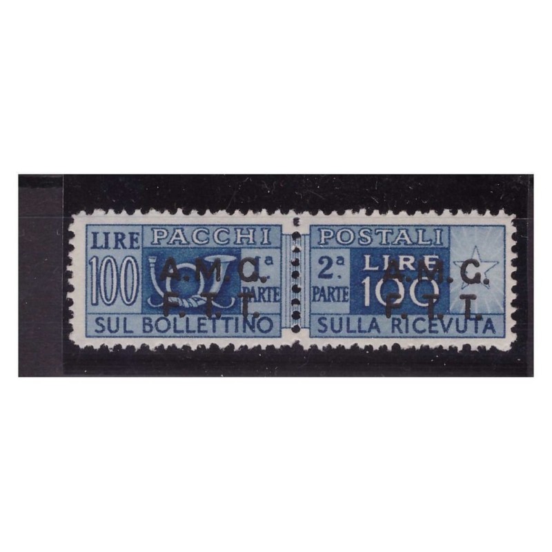 TRIESTE A - 1948  PACCHI  SOPR. 2  RIGHE   Lire 100   DENT 13 1/4  NUOVO **  MNH