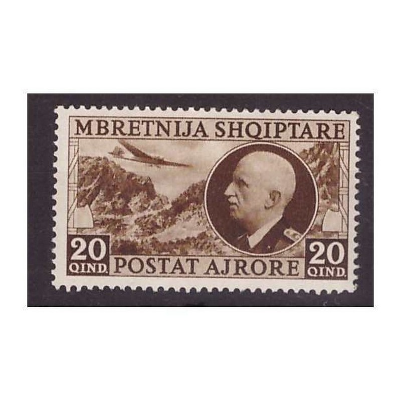 ALBANIA 1939 - POSTA AEREA 20 QIND NUOVO ** MNH