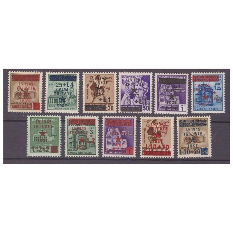 OCCUPAZIONE JUGOSLAVA TRIESTE 1945 - MONUMENTI DISTRUTTI SERIE NUOVA ** MNH