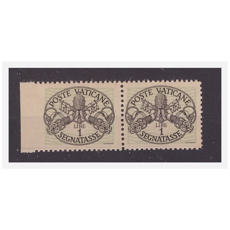VATICANO - 1945 SEGNATASSE 1 LIRA NON DENTELLATO A SINISTRA **