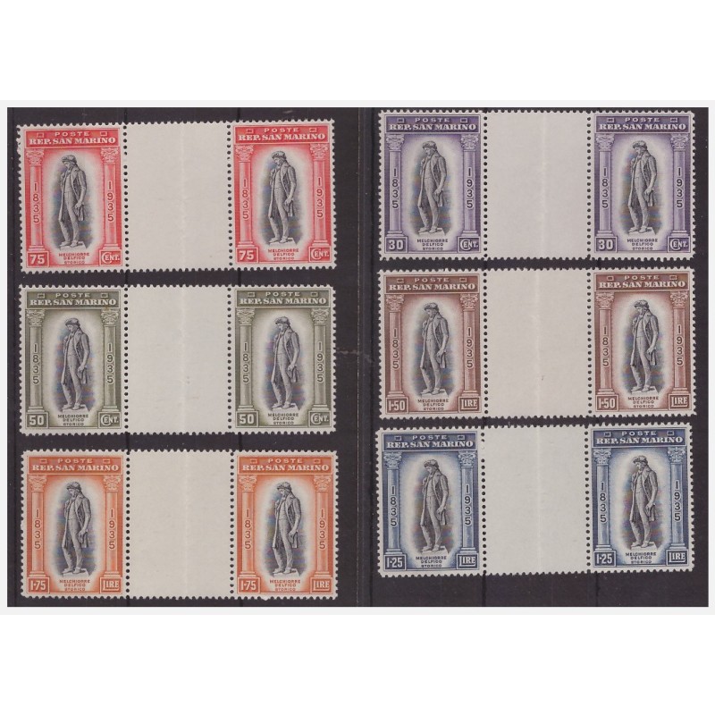 SAN MARINO 1935 - DELFICO SERIE IN COPPIE CON INTERSPAZI ** MNH