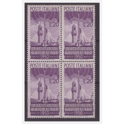 1950 - RADIODIFFUSIONE  LIRE 20  NUOVO  **  QUARTINA