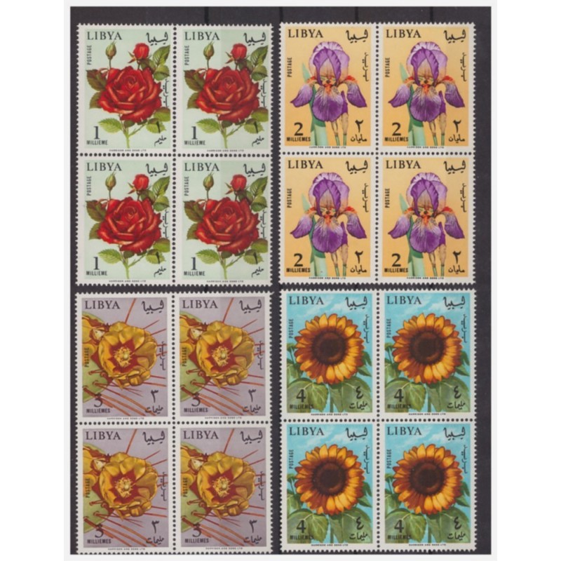 LIBIA INDIPENDENTE 1965 - FIORI SERIE QUARTINA NUOVA **