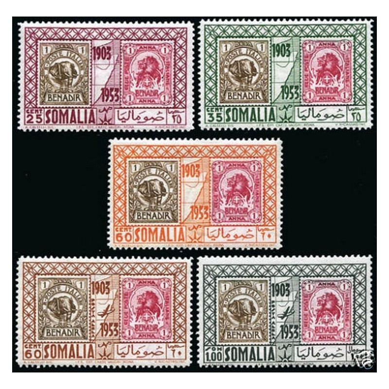 SOMALIA AFIS 1953 Cinquantenario + PA completa 5 valori NUOVI **