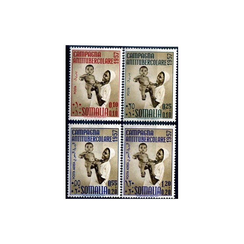 SOMALIA AFIS 1957- CAMPAGNA ANTITUBERCOLARE PO+PA Serie Nuova **
