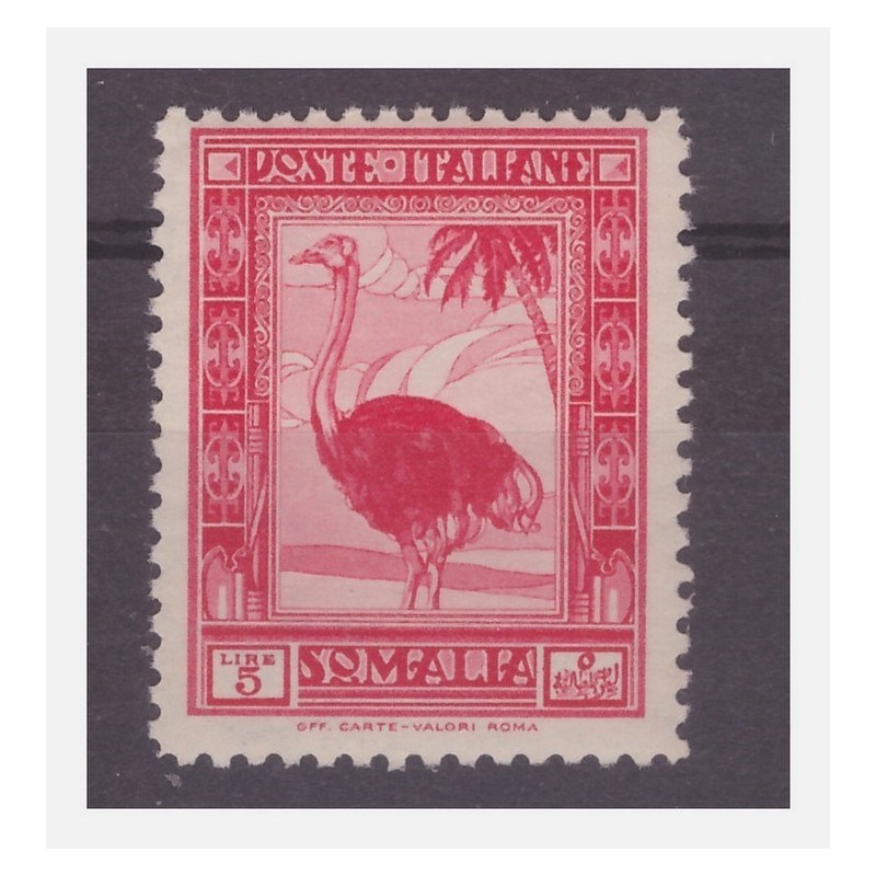 SOMALIA 1932 - PITTORICA STRUZZO - Lire 5 NUOVO **