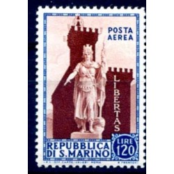 SAN MARINO 1954 - POSTA AEREA STATUA DELLA LIBERTA' 120 LIRE NUOVO **