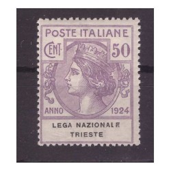 REGNO 1924 - PARASTATALI - LEGA NAZIONALE TRIESTE - CENT 50 NUOVO *