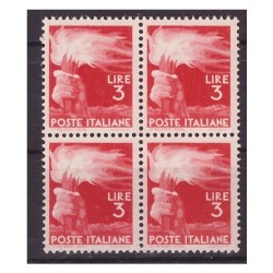 DEMOCRATICA 1946 - LIRE 3 QUARTINA NUOVA **