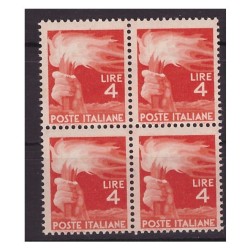 DEMOCRATICA 1946 - LIRE 4 QUARTINA NUOVA **