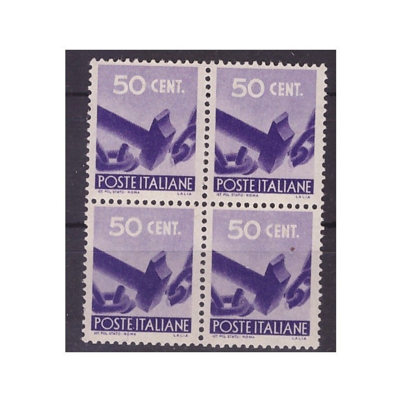 DEMOCRATICA 1946 - CENTESIMI 50 QUARTINA NUOVA **