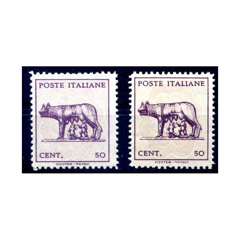 LUOGOTENENZA 1944 Lupa con e senza filigrana cmpl 2 v.**