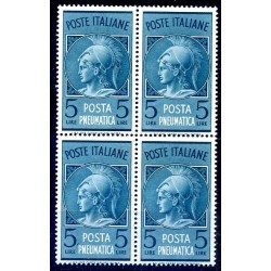 POSTA PNEUMATICA RUOTA  1947 - Lire 5 QUARTINA  NUOVA **