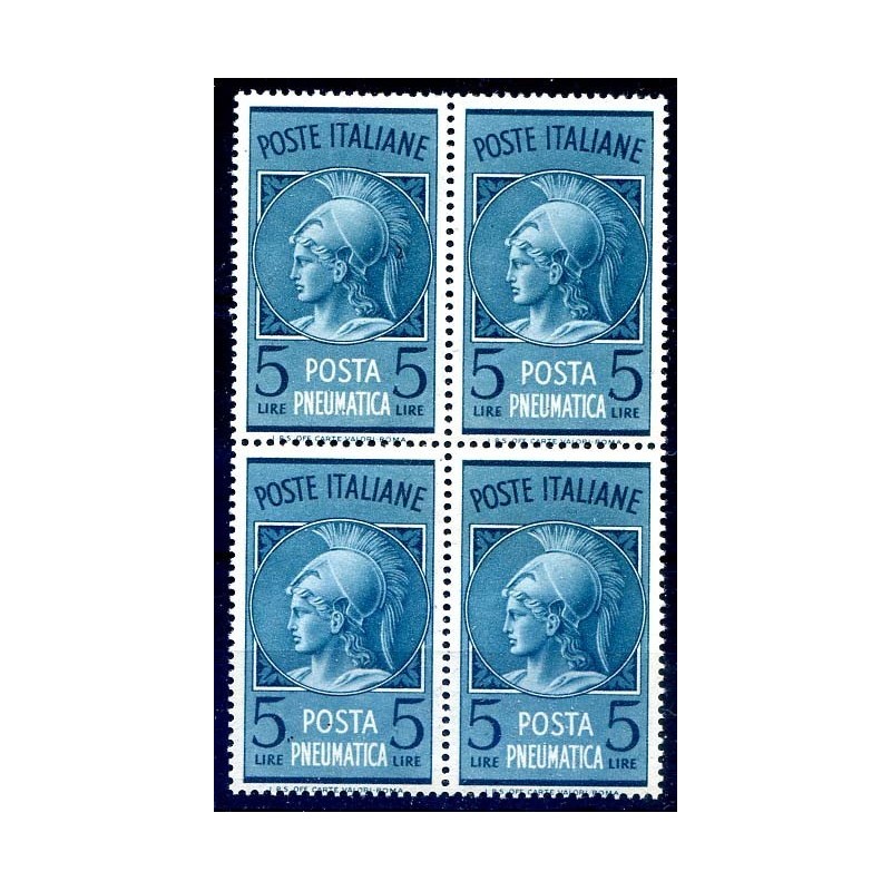 POSTA PNEUMATICA RUOTA  1947 - Lire 5 QUARTINA  NUOVA **