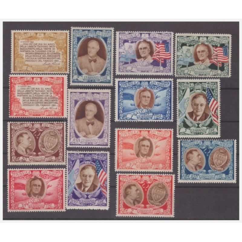SAN MARINO 1947 - ROOSEVELT PO + PA SERIE NUOVA **