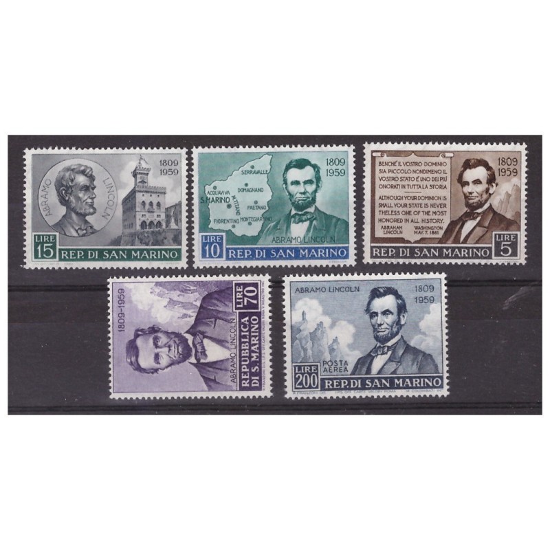 SAN MARINO 1959 - ABRAMO LINCOLN PO + PA SERIE NUOVA **