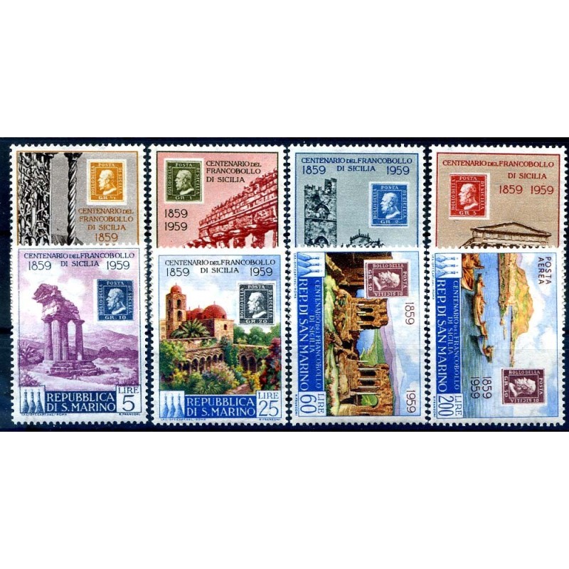 SAN MARINO 1959 - FRANCOBOLLI DI SICILIA SERIE NUOVA ** PO + PA