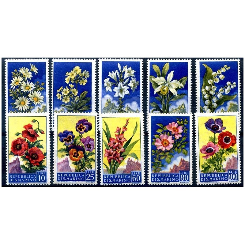 SAN MARINO - 1957 FIORI SERIE NUOVA **
