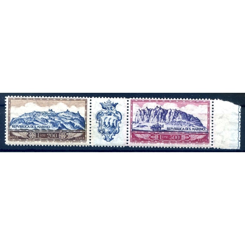 SAN MARINO 1958-  VEDUTE TRITTICO  POSTA AEREA   NUOVO  **