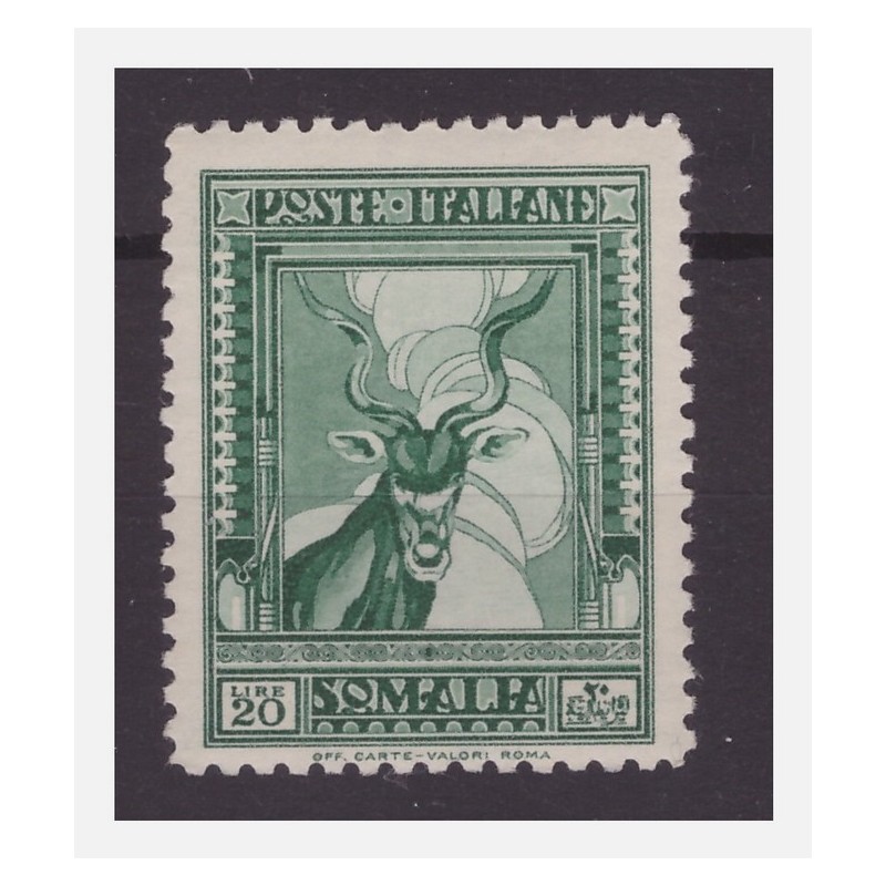 SOMALIA 1932 - PITTORICA ANTILOPE LIRE 20 NUOVO **
