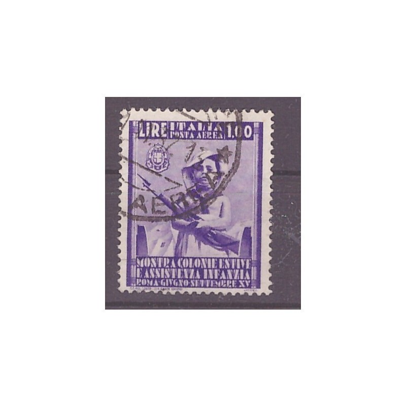REGNO 1937 - POSTA AEREA  COLONIE ESTIVE  Lire 1  usato