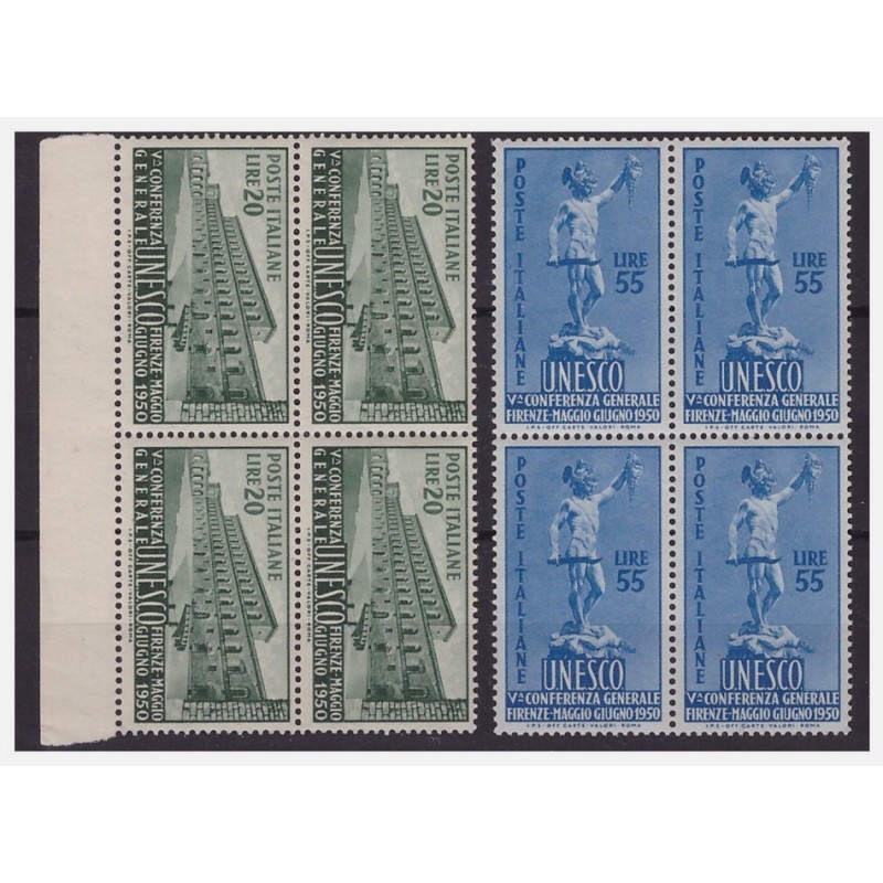 ITALIA 1950  -  UNESCO  SERIE  QUARTINA NUOVA **