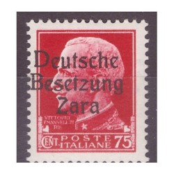 ZARA 1943 - 75 CENTESIMI - SOPRASTAMPA SPOSTATA A SINISTRA NUOVO **