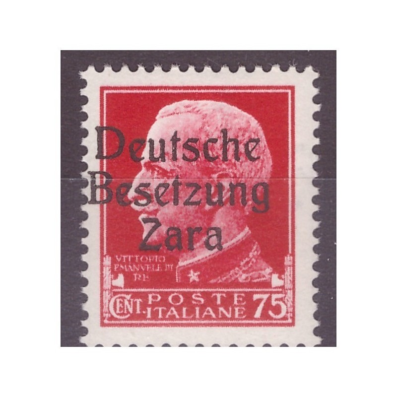 ZARA 1943 - 75 CENTESIMI - SOPRASTAMPA SPOSTATA A SINISTRA NUOVO **