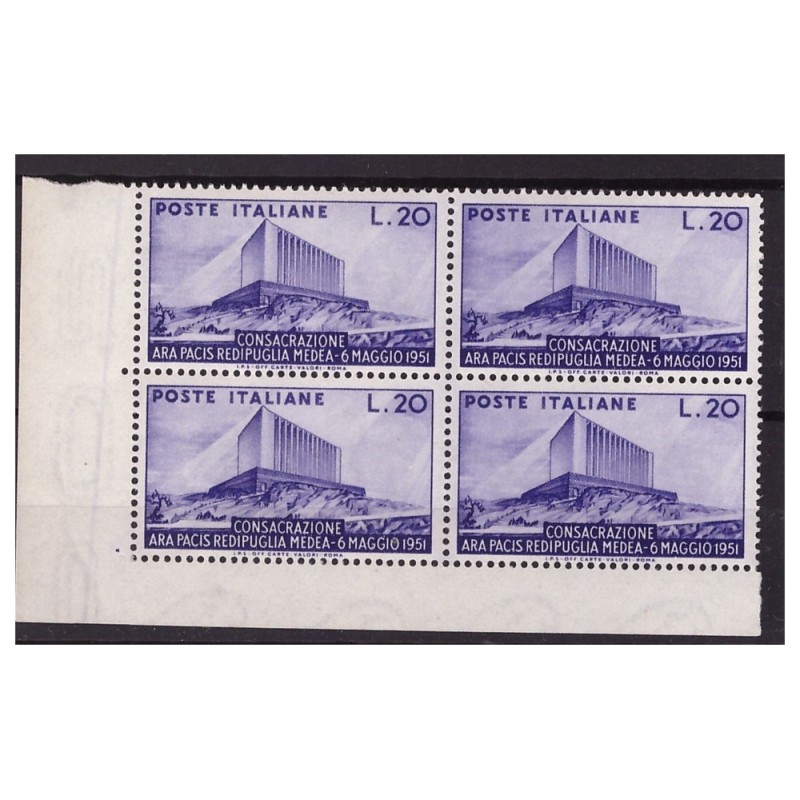 ITALIA 1951 - ARA PACIS   QUARTINA NUOVA ** ADF