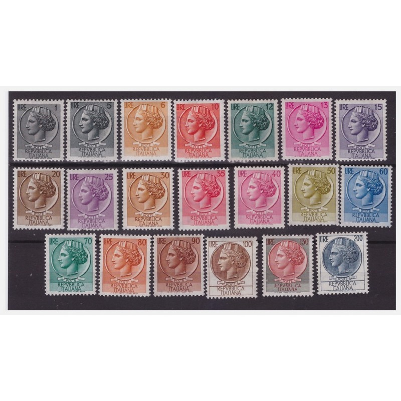 ITALIA 1955/66 -  SIRACUSANA  STELLE NON FLUORESCENTE  SERIE  20  VALORI  **