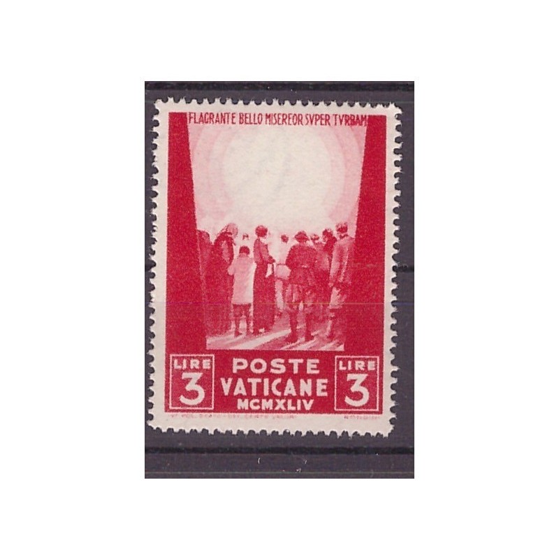 VATICANO 1945 - OPERE DI CARITA Lire 3 SENZA EFFIGIE DEL REDENTORE NUOVO **
