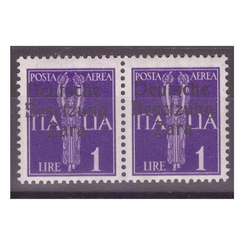 ZARA 1943 POSTA AEREA - LIRE 1 - COPPIA DUE TIPI NUOVO **