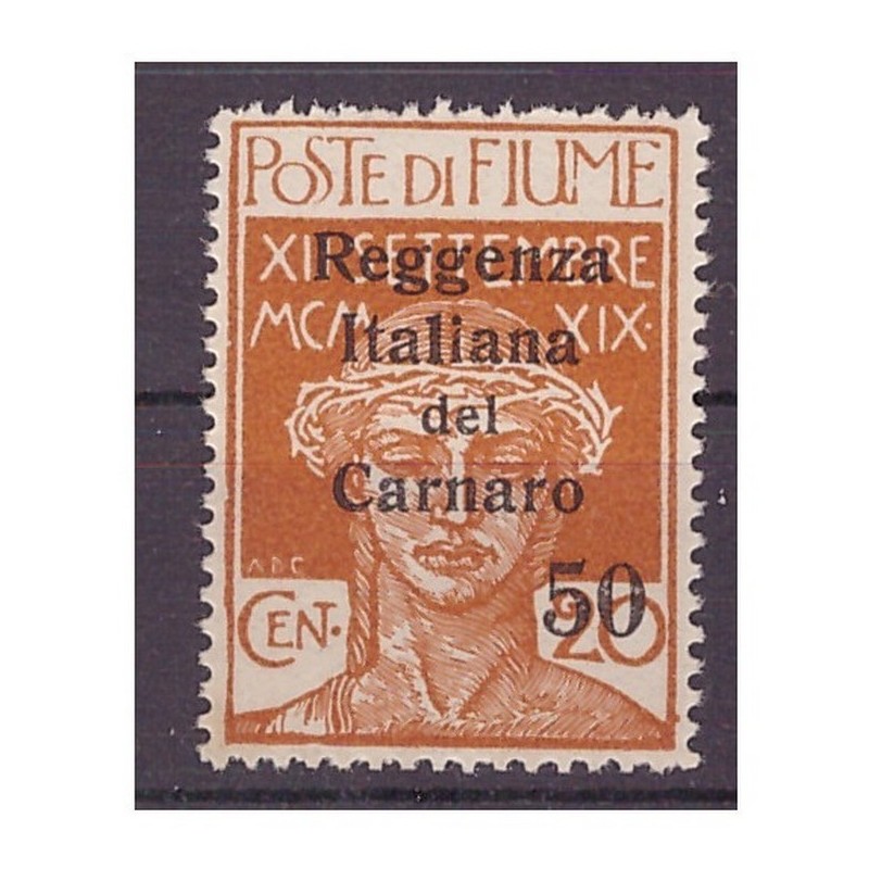 FIUME 1920 - REGGENZA DEL CARNARO Cent. 50 su 20 nuovo **