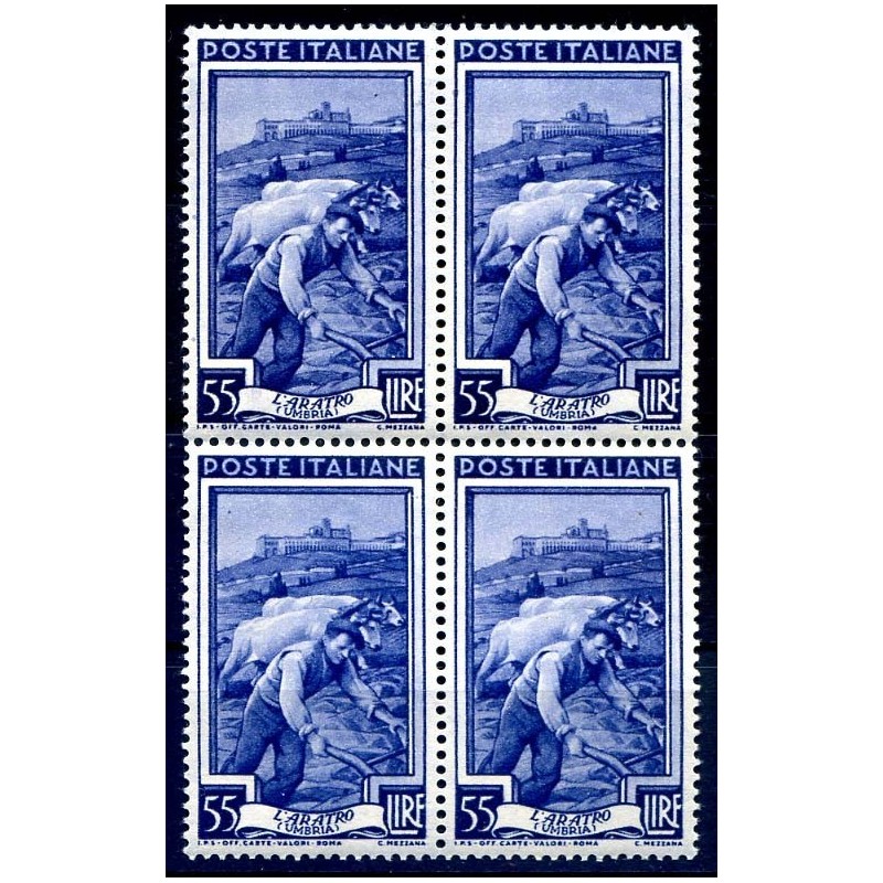 Ne hai uno da vendere? Vendine uno uguale ITALIA 1950 - LAVORO Lire 55 QUARTINA NUOVA *