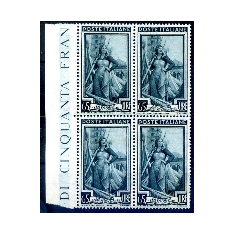 ITALIA 1950 - LAVORO Lire  65  QUARTINA NUOVA **