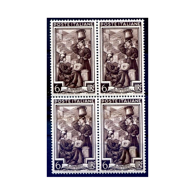 ITALIA 1950 - LAVORO Lire 6  QUARTINA NUOVA **