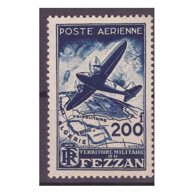 COLONIE OCC. STRANIERE FEZZAN - 1949 POSTA AEREA 200 F. NUOVO **