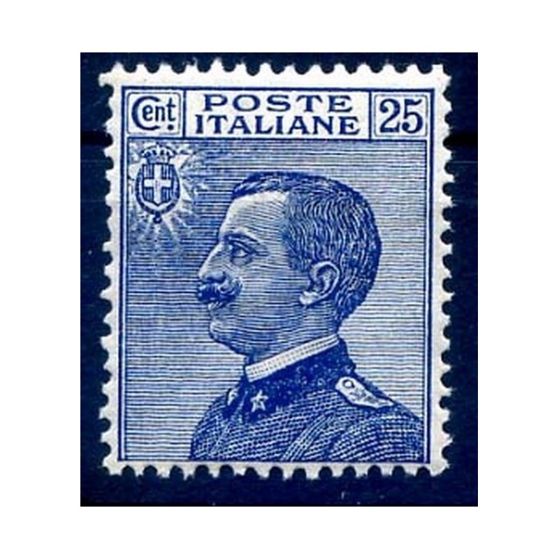 1908 - VITTORIO EMANUELE 25 Cent. azzurro NUOVO **