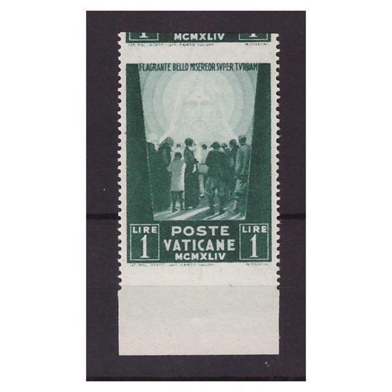 VATICANO 1945 - PRIGIONIERI   1 LIRA  NON   DENTELLATO ORIZZ.   NUOVO **